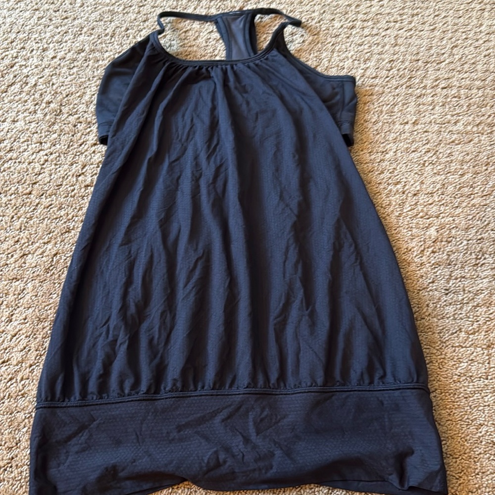 Lululemon Pilates top with built-in camouflage bra.